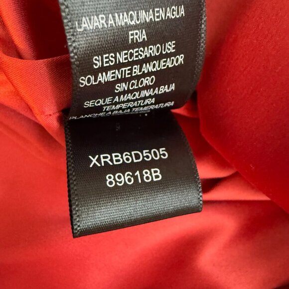 Vtg BCBG Paris Satin Ruffle Bodycon Mini Dress Women's 6 Red Black Cocktail Y2K - Picture 13 of 13
